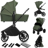 Carucior 2 in 1, Lionelo, Mika Plus, Cadru din aluminiu, Cu landou intarit si salteluta moale, Reversibil, Cu sistem de ventilatie 3D, Cu accesorii, Pana la 22 kg, Conform cu EN1888-1 EN1888-2, EN1466, Verde