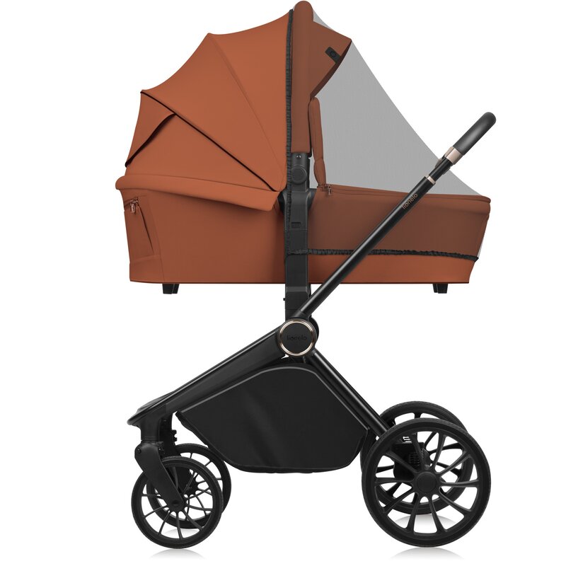Carucior 2 in 1, Lionelo, Mika Plus, Cadru din aluminiu, Cu landou intarit si salteluta moale, Reversibil, Cu sistem de ventilatie 3D, Cu accesorii, Pana la 22 kg, Conform cu EN1888-1 EN1888-2, EN1466, Maro - gogobaby.ro