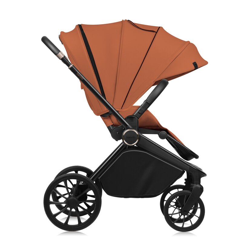 Carucior 2 in 1, Lionelo, Mika Plus, Cadru din aluminiu, Cu landou intarit si salteluta moale, Reversibil, Cu sistem de ventilatie 3D, Cu accesorii, Pana la 22 kg, Conform cu EN1888-1 EN1888-2, EN1466, Maro - gogobaby.ro