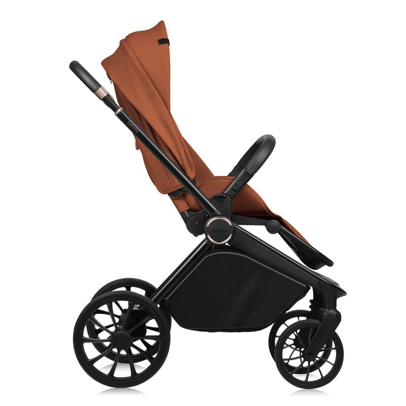 Carucior 2 in 1, Lionelo, Mika Plus, Cadru din aluminiu, Cu landou intarit si salteluta moale, Reversibil, Cu sistem de ventilatie 3D, Cu accesorii, Pana la 22 kg, Conform cu EN1888-1 EN1888-2, EN1466, Maro - gogobaby.ro