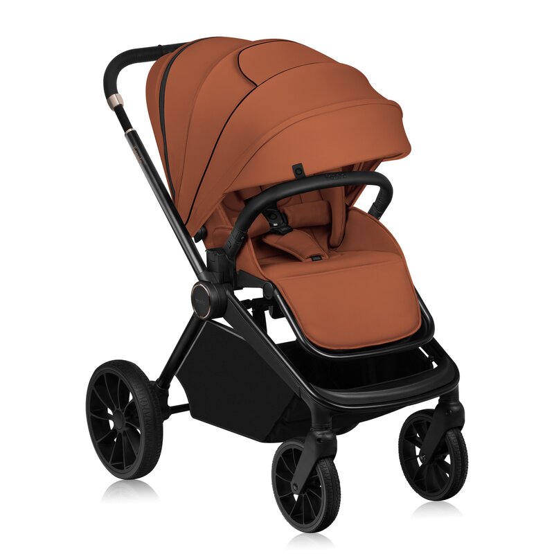 Carucior 2 in 1, Lionelo, Mika Plus, Cadru din aluminiu, Cu landou intarit si salteluta moale, Reversibil, Cu sistem de ventilatie 3D, Cu accesorii, Pana la 22 kg, Conform cu EN1888-1 EN1888-2, EN1466, Maro - gogobaby.ro