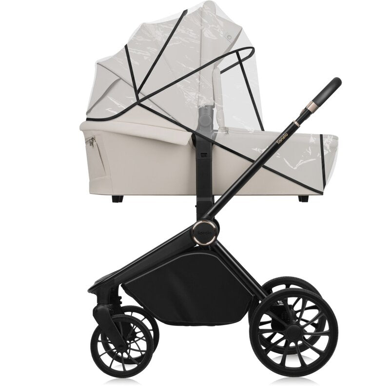 Carucior 2 in 1, Lionelo, Mika Plus, Cadru din aluminiu, Cu landou intarit si salteluta moale, Reversibil, Cu sistem de ventilatie 3D, Cu accesorii, Pana la 22 kg, Conform cu EN1888-1 EN1888-2, EN1466, Bej