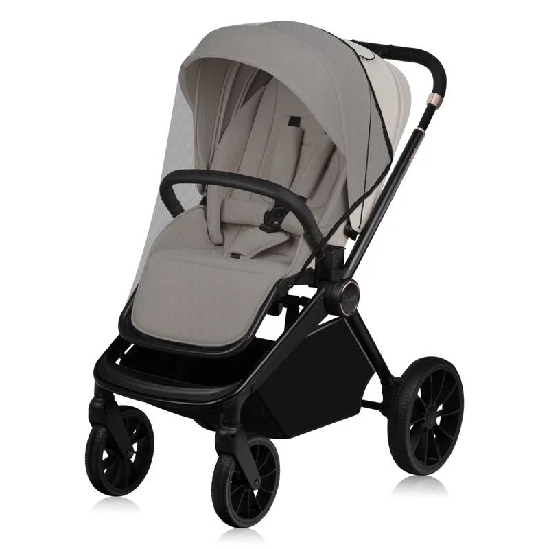 Carucior 2 in 1, Lionelo, Mika Plus, Cadru din aluminiu, Cu landou intarit si salteluta moale, Reversibil, Cu sistem de ventilatie 3D, Cu accesorii, Pana la 22 kg, Conform cu EN1888-1 EN1888-2, EN1466, Bej