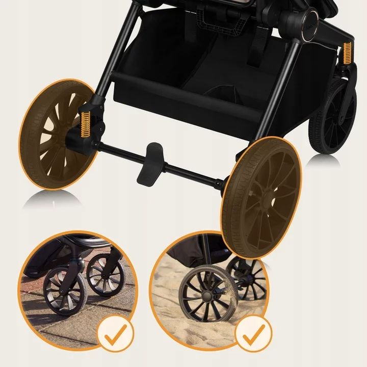 Carucior 2 in 1, Lionelo, Mika Plus, Cadru din aluminiu, Cu landou intarit si salteluta moale, Reversibil, Cu sistem de ventilatie 3D, Cu accesorii, Pana la 22 kg, Conform cu EN1888-1 EN1888-2, EN1466, Bej