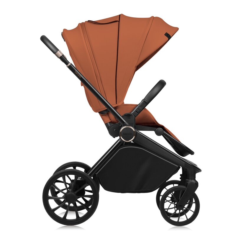 Carucior 2 in 1, Lionelo, Mika Plus, Cadru din aluminiu, Cu landou intarit si salteluta moale, Reversibil, Cu sistem de ventilatie 3D, Cu accesorii, Pana la 22 kg, Conform cu EN1888-1 EN1888-2, EN1466, Maro - gogobaby.ro