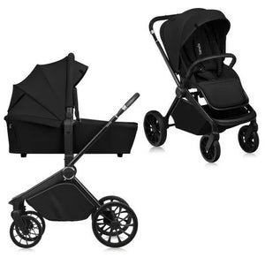 Carucior 2 in 1, Lionelo, Mika Plus, Cadru din aluminiu, Cu landou intarit si salteluta moale, Reversibil, Cu sistem de ventilatie 3D, Cu accesorii, Pana la 22 kg, Conform cu EN1888-1 EN1888-2, EN1466, Negru