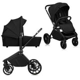 Carucior 2 in 1, Lionelo, Mika Plus, Cadru din aluminiu, Cu landou intarit si salteluta moale, Reversibil, Cu sistem de ventilatie 3D, Cu accesorii, Pana la 22 kg, Conform cu EN1888-1 EN1888-2, EN1466, Negru