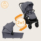 Carucior 2 in 1, Lionelo, Mika Plus, Cadru din aluminiu, Cu landou intarit si salteluta moale, Reversibil, Cu sistem de ventilatie 3D, Cu accesorii, Pana la 22 kg, Conform cu EN1888-1 EN1888-2, EN1466, Gri