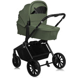 Carucior 2 in 1, Lionelo, Mika Plus, Cadru din aluminiu, Cu landou intarit si salteluta moale, Reversibil, Cu sistem de ventilatie 3D, Cu accesorii, Pana la 22 kg, Conform cu EN1888-1 EN1888-2, EN1466, Verde