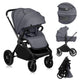 Carucior 2 in 1, Lionelo, Mika Plus, Cadru din aluminiu, Cu landou intarit si salteluta moale, Reversibil, Cu sistem de ventilatie 3D, Cu accesorii, Pana la 22 kg, Conform cu EN1888-1 EN1888-2, EN1466, Gri