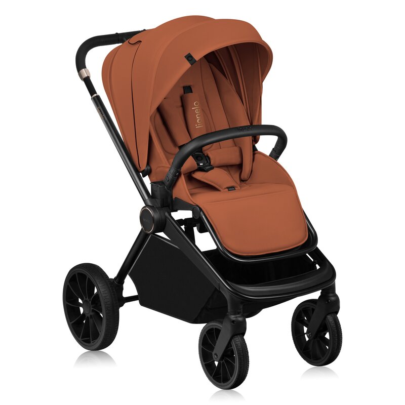Carucior 2 in 1, Lionelo, Mika Plus, Cadru din aluminiu, Cu landou intarit si salteluta moale, Reversibil, Cu sistem de ventilatie 3D, Cu accesorii, Pana la 22 kg, Conform cu EN1888-1 EN1888-2, EN1466, Maro - gogobaby.ro