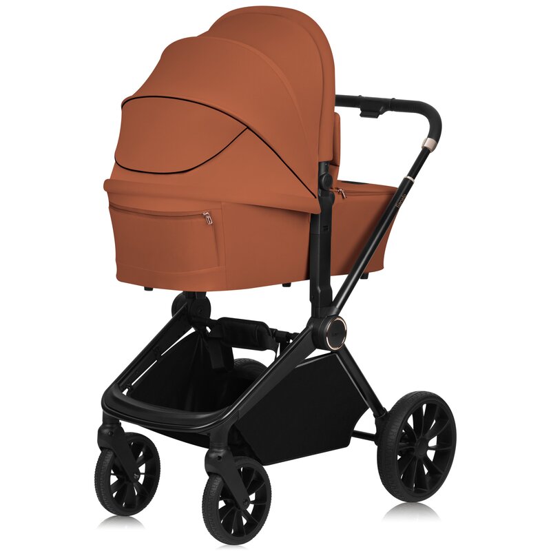 Carucior 2 in 1, Lionelo, Mika Plus, Cadru din aluminiu, Cu landou intarit si salteluta moale, Reversibil, Cu sistem de ventilatie 3D, Cu accesorii, Pana la 22 kg, Conform cu EN1888-1 EN1888-2, EN1466, Maro