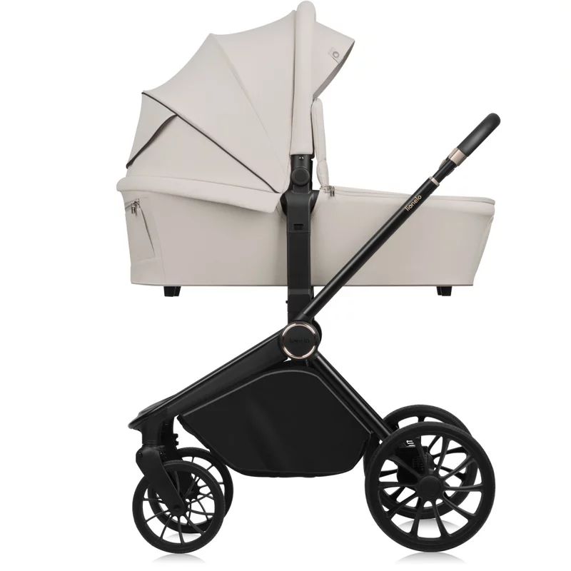 Carucior 2 in 1, Lionelo, Mika Plus, Cadru din aluminiu, Cu landou intarit si salteluta moale, Reversibil, Cu sistem de ventilatie 3D, Cu accesorii, Pana la 22 kg, Conform cu EN1888-1 EN1888-2, EN1466, Bej