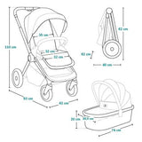 Carucior 2 in 1, Lionelo, Mika Plus, Cadru din aluminiu, Cu landou intarit si salteluta moale, Reversibil, Cu sistem de ventilatie 3D, Cu accesorii, Pana la 22 kg, Conform cu EN1888-1 EN1888-2, EN1466, Negru