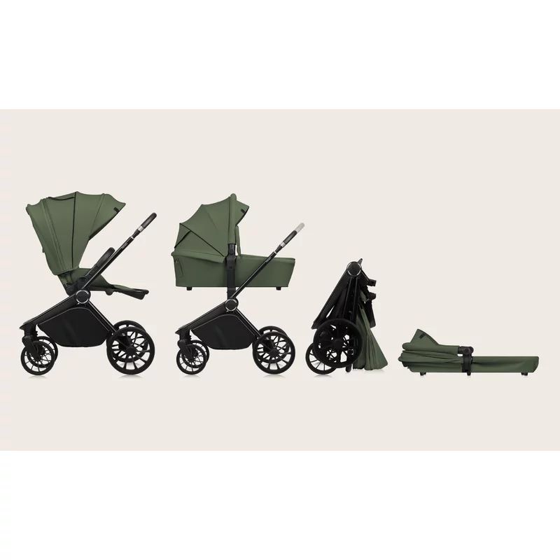 Carucior 2 in 1, Lionelo, Mika Plus, Cadru din aluminiu, Cu landou intarit si salteluta moale, Reversibil, Cu sistem de ventilatie 3D, Cu accesorii, Pana la 22 kg, Conform cu EN1888-1 EN1888-2, EN1466, Verde