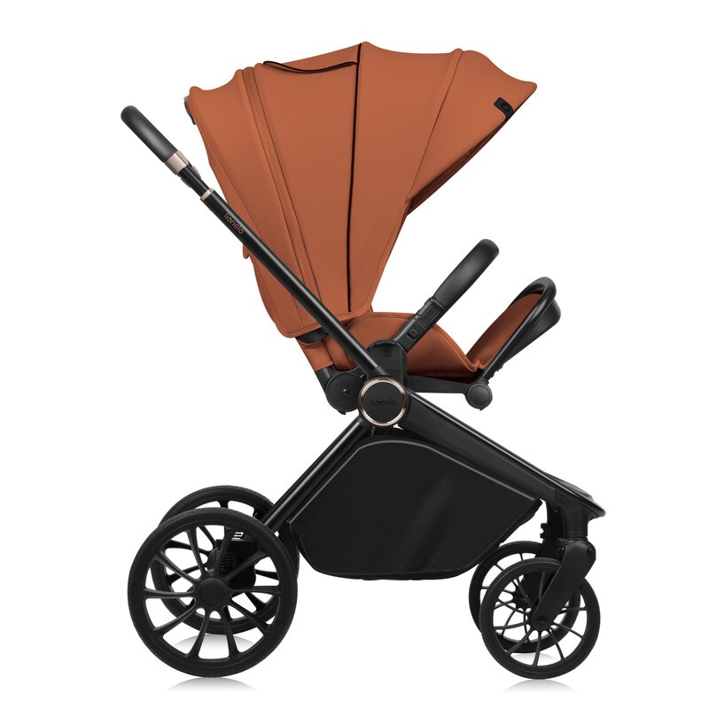 Carucior 2 in 1, Lionelo, Mika Plus, Cadru din aluminiu, Cu landou intarit si salteluta moale, Reversibil, Cu sistem de ventilatie 3D, Cu accesorii, Pana la 22 kg, Conform cu EN1888-1 EN1888-2, EN1466, Maro