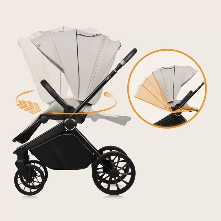 Carucior 2 in 1, Lionelo, Mika Plus, Cadru din aluminiu, Cu landou intarit si salteluta moale, Reversibil, Cu sistem de ventilatie 3D, Cu accesorii, Pana la 22 kg, Conform cu EN1888-1 EN1888-2, EN1466, Bej