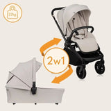 Carucior 2 in 1, Lionelo, Mika Plus, Cadru din aluminiu, Cu landou intarit si salteluta moale, Reversibil, Cu sistem de ventilatie 3D, Cu accesorii, Pana la 22 kg, Conform cu EN1888-1 EN1888-2, EN1466, Bej