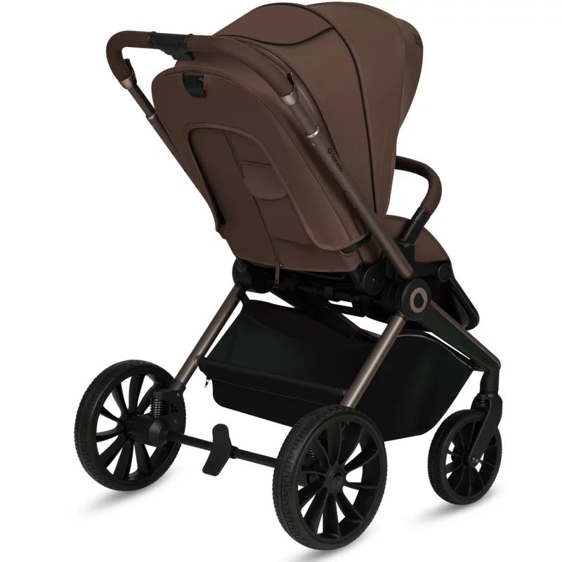 Carucior 2 in 1, Lionelo, Mika Plus, Cadru din aluminiu, Cu landou intarit si salteluta moale, Reversibil, Cu sistem de ventilatie 3D, Cu accesorii, Pana la 22 kg, Conform cu EN1888-1 EN1888-2, EN1466, Mocha Mousse