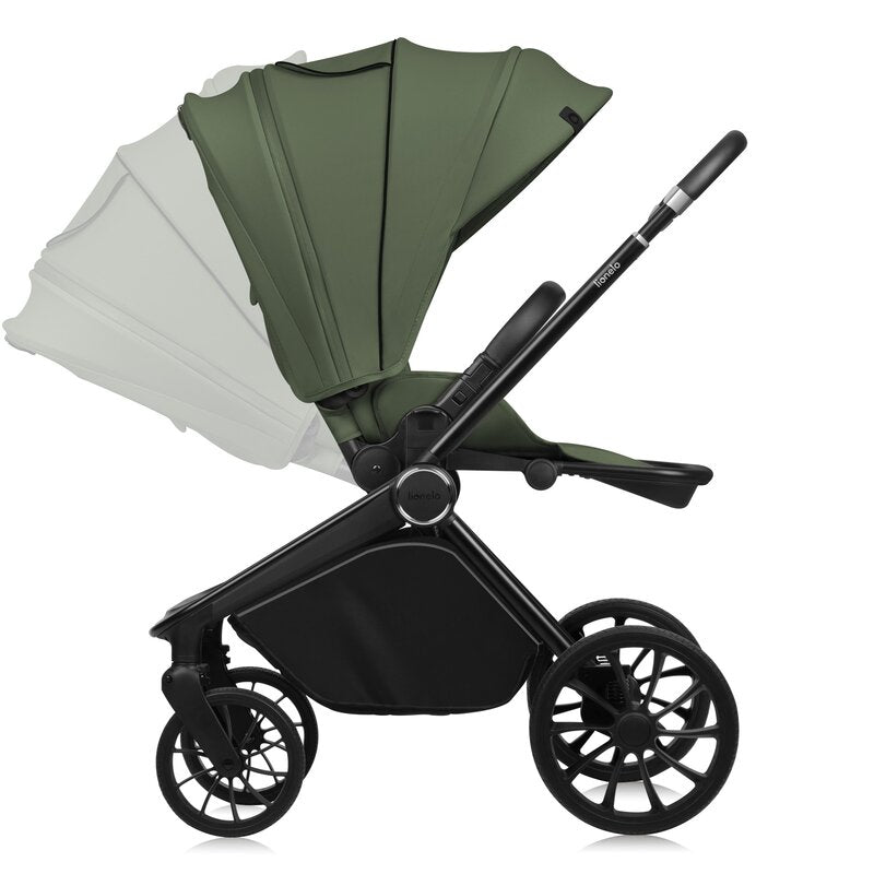 Carucior 2 in 1, Lionelo, Mika Plus, Cadru din aluminiu, Cu landou intarit si salteluta moale, Reversibil, Cu sistem de ventilatie 3D, Cu accesorii, Pana la 22 kg, Conform cu EN1888-1 EN1888-2, EN1466, Verde - gogobaby.ro