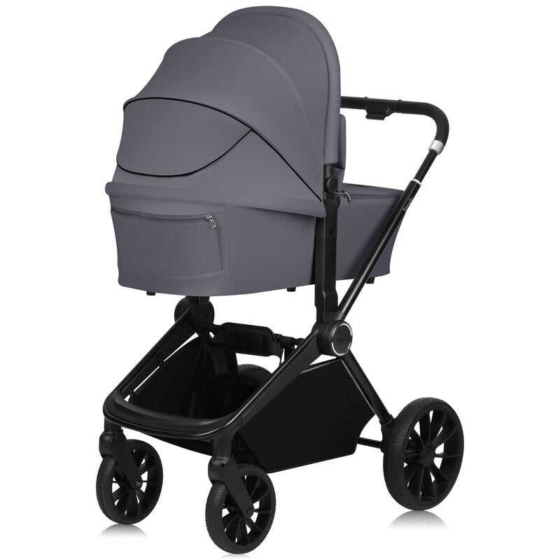 Carucior 2 in 1, Lionelo, Mika Plus, Cadru din aluminiu, Cu landou intarit si salteluta moale, Reversibil, Cu sistem de ventilatie 3D, Cu accesorii, Pana la 22 kg, Conform cu EN1888-1 EN1888-2, EN1466, Gri