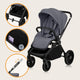 Carucior 2 in 1, Lionelo, Mika Plus, Cadru din aluminiu, Cu landou intarit si salteluta moale, Reversibil, Cu sistem de ventilatie 3D, Cu accesorii, Pana la 22 kg, Conform cu EN1888-1 EN1888-2, EN1466, Gri