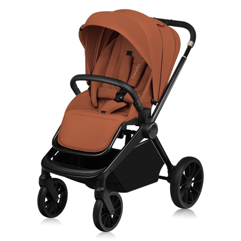 Carucior 2 in 1, Lionelo, Mika Plus, Cadru din aluminiu, Cu landou intarit si salteluta moale, Reversibil, Cu sistem de ventilatie 3D, Cu accesorii, Pana la 22 kg, Conform cu EN1888-1 EN1888-2, EN1466, Maro