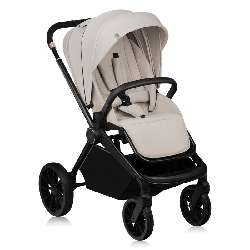 Carucior 2 in 1, Lionelo, Mika Plus, Cadru din aluminiu, Cu landou intarit si salteluta moale, Reversibil, Cu sistem de ventilatie 3D, Cu accesorii, Pana la 22 kg, Conform cu EN1888-1 EN1888-2, EN1466, Bej