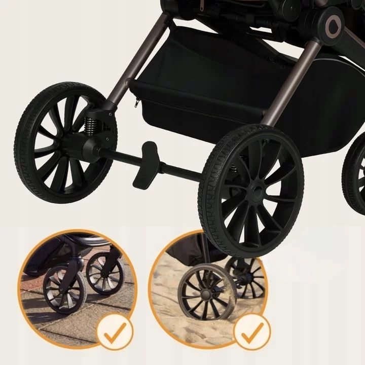 Carucior 2 in 1, Lionelo, Mika Plus, Cadru din aluminiu, Cu landou intarit si salteluta moale, Reversibil, Cu sistem de ventilatie 3D, Cu accesorii, Pana la 22 kg, Conform cu EN1888-1 EN1888-2, EN1466, Mocha Mousse