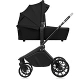 Carucior 2 in 1, Lionelo, Mika Plus, Cadru din aluminiu, Cu landou intarit si salteluta moale, Reversibil, Cu sistem de ventilatie 3D, Cu accesorii, Pana la 22 kg, Conform cu EN1888-1 EN1888-2, EN1466, Negru