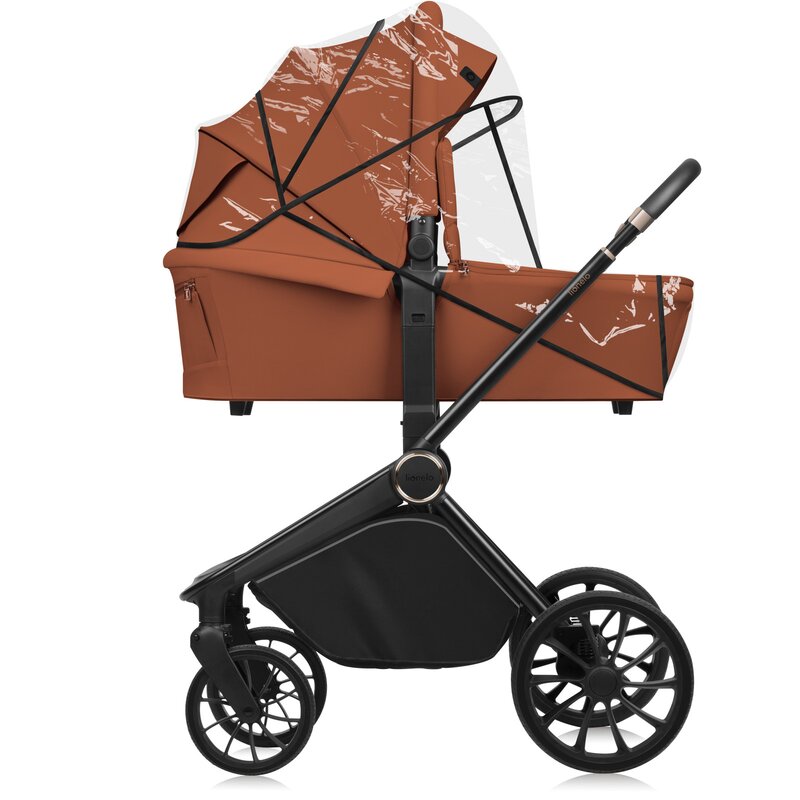 Carucior 2 in 1, Lionelo, Mika Plus, Cadru din aluminiu, Cu landou intarit si salteluta moale, Reversibil, Cu sistem de ventilatie 3D, Cu accesorii, Pana la 22 kg, Conform cu EN1888-1 EN1888-2, EN1466, Maro - gogobaby.ro