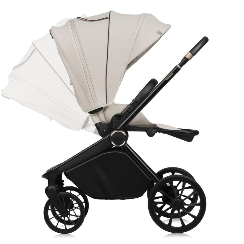 Carucior 2 in 1, Lionelo, Mika Plus, Cadru din aluminiu, Cu landou intarit si salteluta moale, Reversibil, Cu sistem de ventilatie 3D, Cu accesorii, Pana la 22 kg, Conform cu EN1888-1 EN1888-2, EN1466, Bej