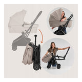 Carucior 2 in 1, Lionelo, Sia Flex, 7.6 kg, Include landou pliabil pe cadru, Ultracompact, Pliere rapida cu o mana, Copertina UPF50+, Cu accesorii incluse, 0-48 luni, Sustine 22 kg, Bej