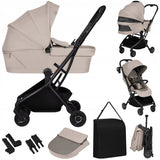 Carucior 2 in 1, Lionelo, Sia Flex, 7.6 kg, Include landou pliabil pe cadru, Ultracompact, Pliere rapida cu o mana, Copertina UPF50+, Cu accesorii incluse, 0-48 luni, Sustine 22 kg, Bej