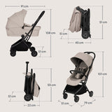 Carucior 2 in 1, Lionelo, Sia Flex, 7.6 kg, Include landou pliabil pe cadru, Ultracompact, Pliere rapida cu o mana, Copertina UPF50+, Cu accesorii incluse, 0-48 luni, Sustine 22 kg, Bej