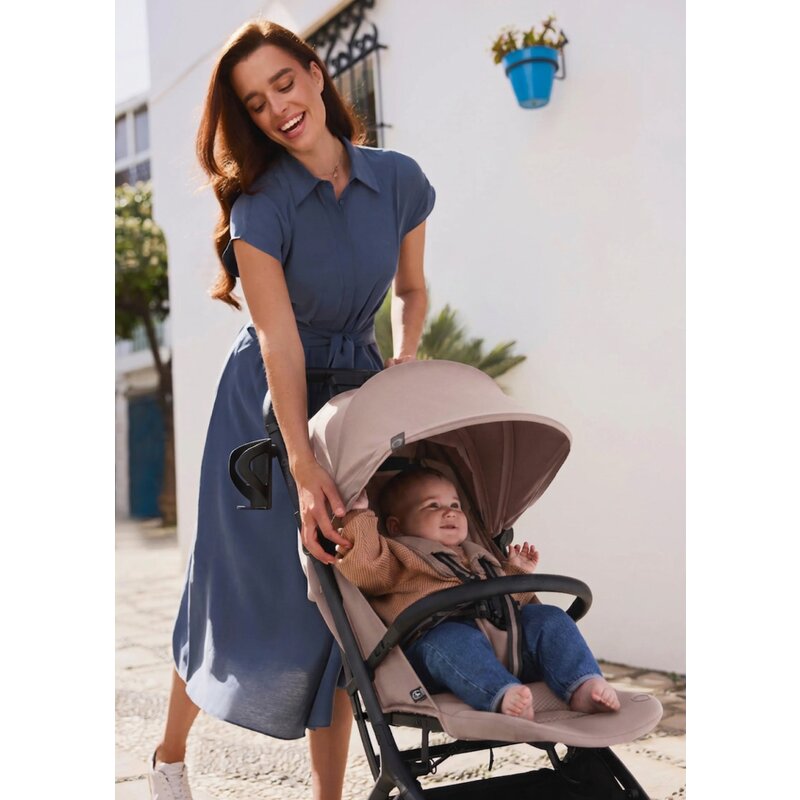 Carucior 2 in 1, Lionelo, Sia Flex, 7.6 kg, Include landou pliabil pe cadru, Ultracompact, Pliere rapida cu o mana, Copertina UPF50+, Cu accesorii incluse, 0-48 luni, Sustine 22 kg, Bej