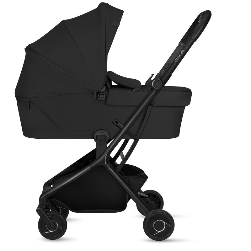 Carucior 2 in 1, Lionelo, Sia Flex, 7.6 kg, Include landou pliabil pe cadru, Ultracompact, Pliere rapida cu o mana, Copertina UPF50+, Cu accesorii incluse, 0-48 luni, Sustine 22 kg, Negru