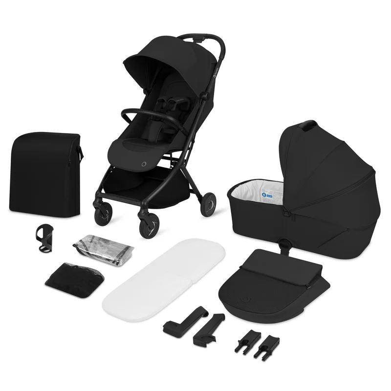 Carucior 2 in 1, Lionelo, Sia Flex, 7.6 kg, Include landou pliabil pe cadru, Ultracompact, Pliere rapida cu o mana, Copertina UPF50+, Cu accesorii incluse, 0-48 luni, Sustine 22 kg, Negru