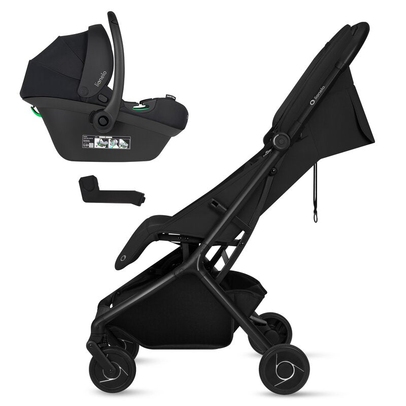 Carucior 2 in 1, Lionelo, Sia Flex, 7.6 kg, Include landou pliabil pe cadru, Ultracompact, Pliere rapida cu o mana, Copertina UPF50+, Cu accesorii incluse, 0-48 luni, Sustine 22 kg, Negru