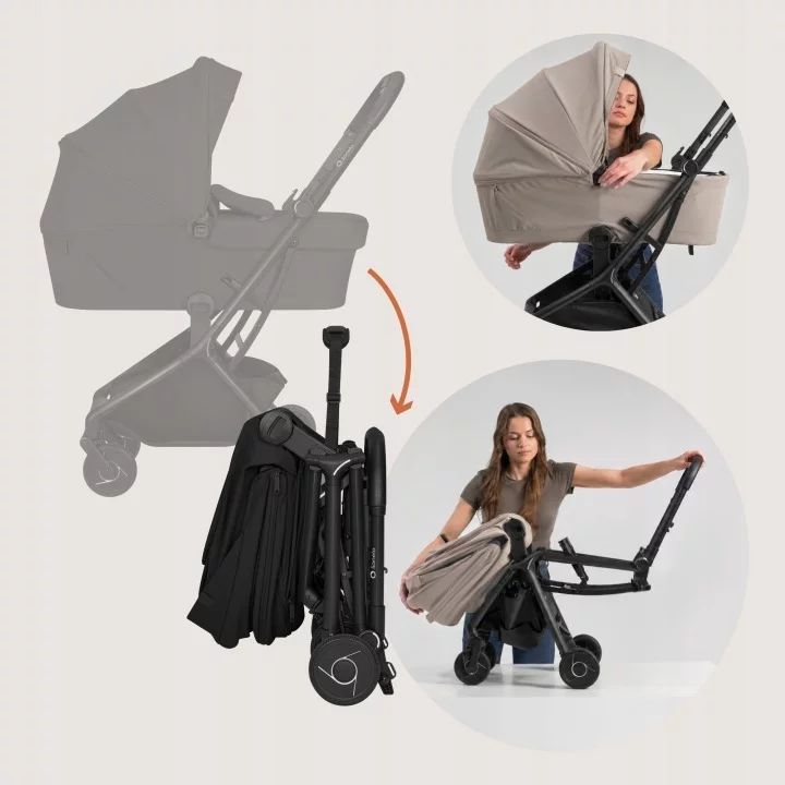 Carucior 2 in 1, Lionelo, Sia Flex, 7.6 kg, Include landou pliabil pe cadru, Ultracompact, Pliere rapida cu o mana, Copertina UPF50+, Cu accesorii incluse, 0-48 luni, Sustine 22 kg, Negru