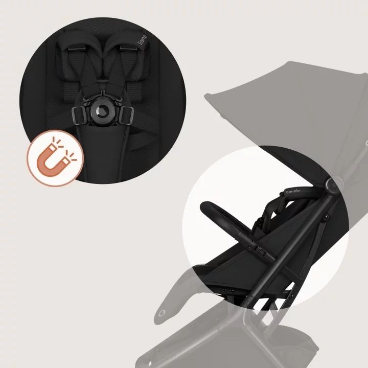 Carucior 2 in 1, Lionelo, Sia Flex, 7.6 kg, Include landou pliabil pe cadru, Ultracompact, Pliere rapida cu o mana, Copertina UPF50+, Cu accesorii incluse, 0-48 luni, Sustine 22 kg, Negru