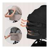 Carucior 2 in 1, Lionelo, Sia Flex, 7.6 kg, Include landou pliabil pe cadru, Ultracompact, Pliere rapida cu o mana, Copertina UPF50+, Cu accesorii incluse, 0-48 luni, Sustine 22 kg, Negru