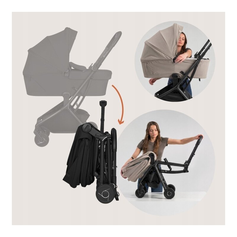 Carucior 2 in 1, Lionelo, Sia Flex, 7.6 kg, Include landou pliabil pe cadru, Ultracompact, Pliere rapida cu o mana, Copertina UPF50+, Cu accesorii incluse, 0-48 luni, Sustine 22 kg, Negru