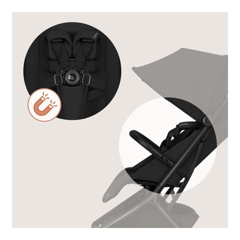 Carucior 2 in 1, Lionelo, Sia Flex, 7.6 kg, Include landou pliabil pe cadru, Ultracompact, Pliere rapida cu o mana, Copertina UPF50+, Cu accesorii incluse, 0-48 luni, Sustine 22 kg, Negru