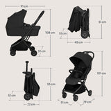 Carucior 2 in 1, Lionelo, Sia Flex, 7.6 kg, Include landou pliabil pe cadru, Ultracompact, Pliere rapida cu o mana, Copertina UPF50+, Cu accesorii incluse, 0-48 luni, Sustine 22 kg, Negru