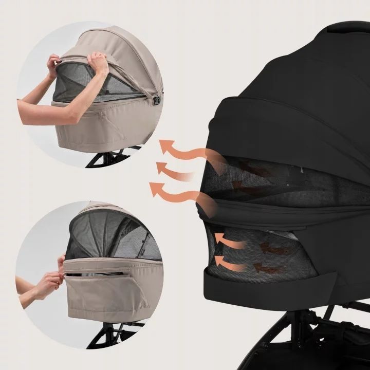 Carucior 2 in 1, Lionelo, Sia Flex, 7.6 kg, Include landou pliabil pe cadru, Ultracompact, Pliere rapida cu o mana, Copertina UPF50+, Cu accesorii incluse, 0-48 luni, Sustine 22 kg, Negru
