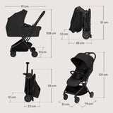 Carucior 2 in 1, Lionelo, Sia Flex, 7.6 kg, Include landou pliabil pe cadru, Ultracompact, Pliere rapida cu o mana, Copertina UPF50+, Cu accesorii incluse, 0-48 luni, Sustine 22 kg, Negru