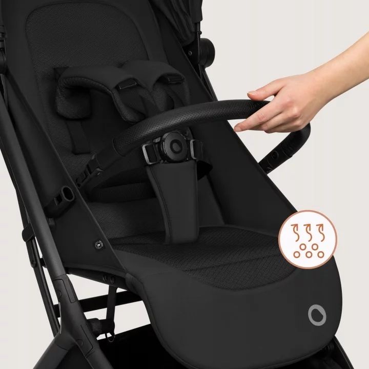 Carucior 2 in 1, Lionelo, Sia Flex, 7.6 kg, Include landou pliabil pe cadru, Ultracompact, Pliere rapida cu o mana, Copertina UPF50+, Cu accesorii incluse, 0-48 luni, Sustine 22 kg, Negru