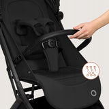 Carucior 2 in 1, Lionelo, Sia Flex, 7.6 kg, Include landou pliabil pe cadru, Ultracompact, Pliere rapida cu o mana, Copertina UPF50+, Cu accesorii incluse, 0-48 luni, Sustine 22 kg, Negru