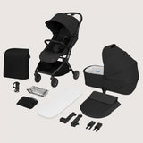 Carucior 2 in 1, Lionelo, Sia Flex, 7.6 kg, Include landou pliabil pe cadru, Ultracompact, Pliere rapida cu o mana, Copertina UPF50+, Cu accesorii incluse, 0-48 luni, Sustine 22 kg, Negru